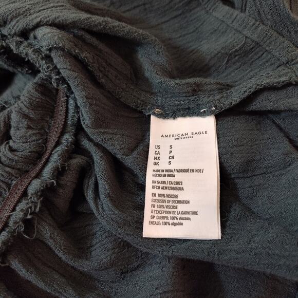 American Eagle Blouse Womens Small Boho Lace Peasant Top Long Sleeve Ruffle - Picture 13 of 16